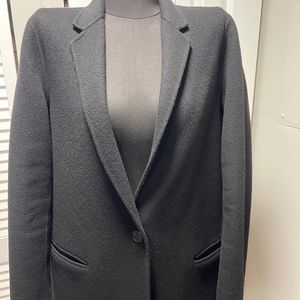 $895 Theory Black Wool Cashmere Coat Sz M